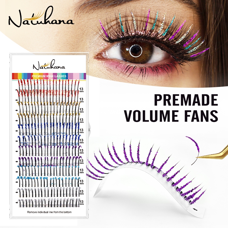 Natuhana ขนตาปลอม กลิตเตอร์ แวววาว หลากสี สําหรับแต่งหน้า ปาร์ตี้คริสต์มาส คอสเพลย์ DIY