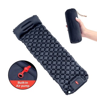 Camping Sleeping Pad Inflatable Mattress with Pillows Ultralight Air Mat Built-in Inflator Pump