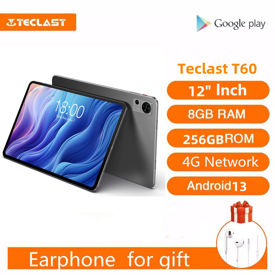 Teclast T60 แท็บเล็ต 12 นิ้ว หน้าจอ 2K แรม 8GB รอม 256GB Unisoc T616 Octa Core Android13 Widevine L1 กล้อง 20MP 4G LTE โทรได้