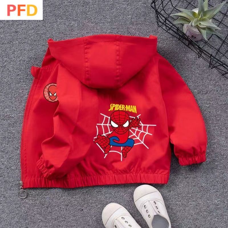 เสื้อแจ็กเก็ตเบสบอล ลายสไปเดอร์แมน แฟชั่นฤดูใบไม้ร่วง สําหรับเด็กผู้ชาย