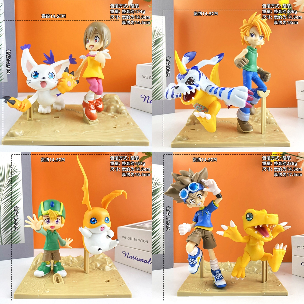 โมเดลฟิกเกอร์ PVC อนิเมะ Digimon Adventure Yagami Taich Agumon Ishida Yamato Gabumon Yagami Hikari Tailmon Patamon ขนาด 18 ซม. ของเล่นสําหรับเด็ก 2 ชิ้น ต่อชุด