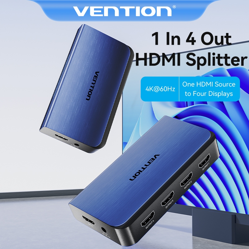 Vention ตัวแยก HDMI 4K 60Hz 1 เข้า 4 ออก HD อะแดปเตอร์เสียง วิดีโอ ซิงค์ HDMI ตัวแปลง สําหรับจอภาพ คอมพิวเตอร์ กล่องทีวี