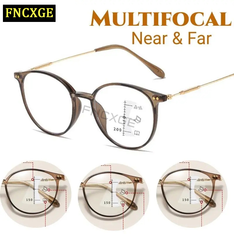 Fncxge 3 In1 แว่นตาอ่านหนังสือ หลายโฟกัส ผู้ชาย ผู้หญิง ป้องกันแสงสีฟ้า มองไกลและใกล้ อ่านหนังสือ สําหรับสุภาพสตรี ผู้ชาย