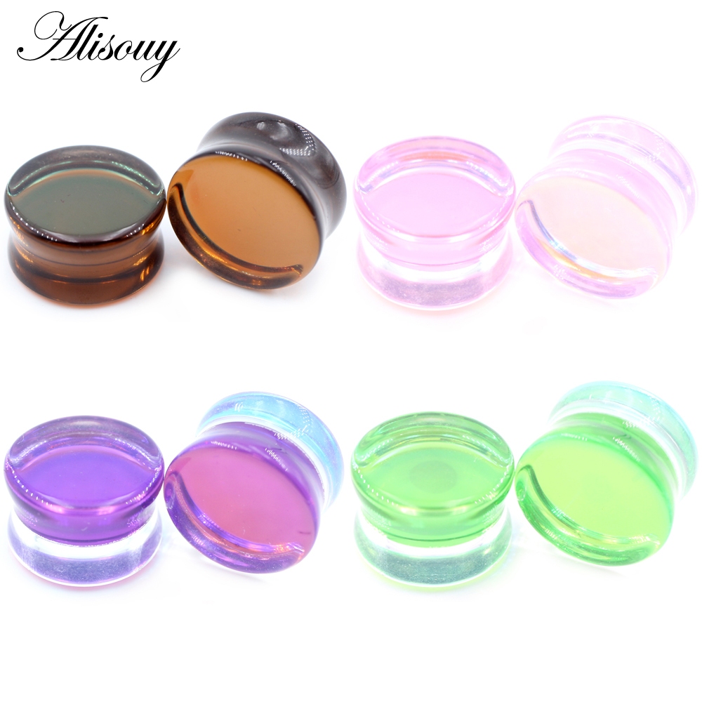 Alisouy 1 ชิ้น สเตนเลส สีตัดกัน เย็บหู อุโมงค์ ปลั๊กขยาย เกจวัด ต่างหู เจาะร่างกาย เครื่องประดับ