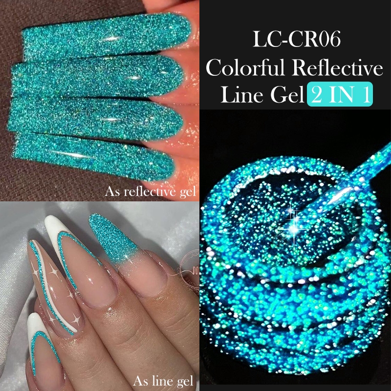 Lilycute ยาทาเล็บเจล UV กึ่งถาวร กลิตเตอร์ สะท้อนแสง สีสันสดใส สไตล์ฝรั่งเศส สําหรับตกแต่งเล็บ