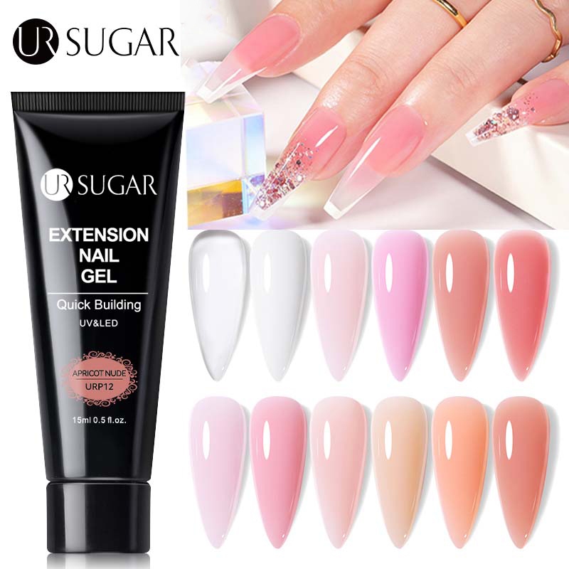 Ur SUGAR เจลต่อเล็บเจล UV LED สีขาว ใส สีนู้ด ยาทาเล็บอะคริลิค สร้าง UV อย่างรวดเร็ว 15 มล.