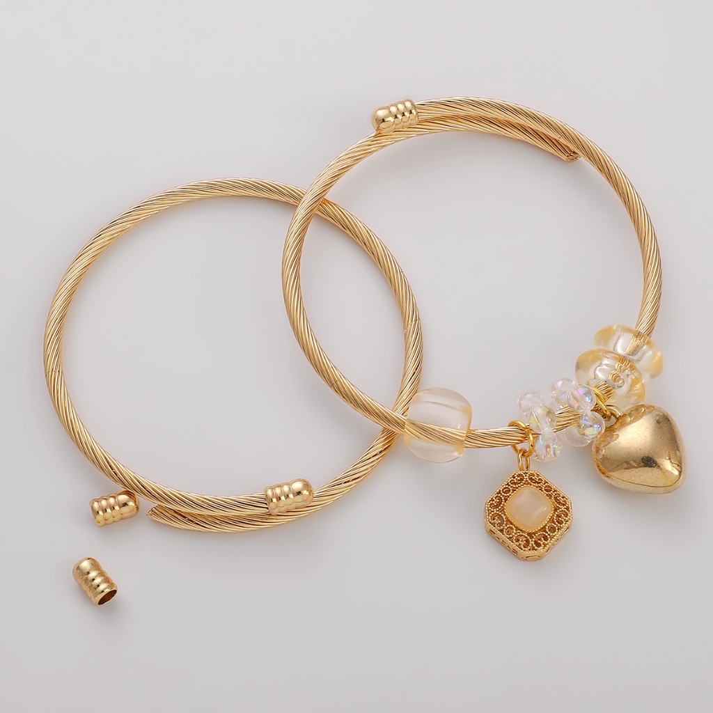 [60 มม.] สร้อยข้อมือ ลวดเหล็ก ชุบทอง 18k เครื่องประดับแฟชั่น DIY