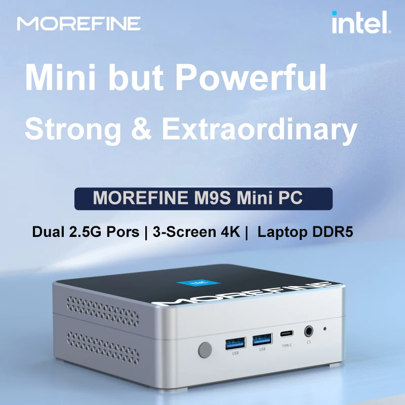 MOREFINE M9S Mini PC Intel N100 แบบพกพา Triple Display DDR5 2.5G Dual Ethernet พอร์ต Gaming MINI คอม