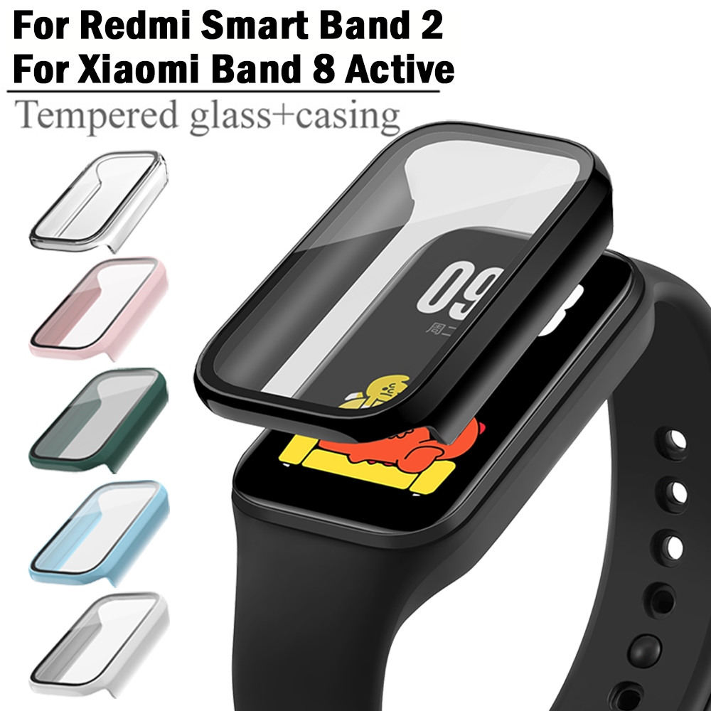 เคสแข็ง PC พร้อมฟิล์มนิรภัย และสายคล้อง สําหรับ Redmi band 2/Xiaomi band 8 Active/Redmi band2