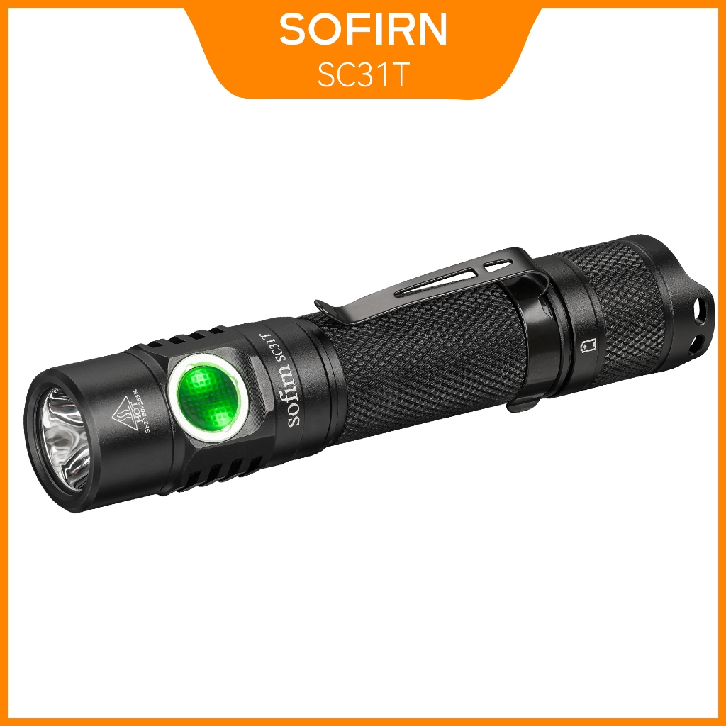 Sofirn SC31T ไฟฉายยุทธวิธี LED 2000lm แบบชาร์จไฟได้ พร้อมโหมดสเต็ปเลส กันน้ํา