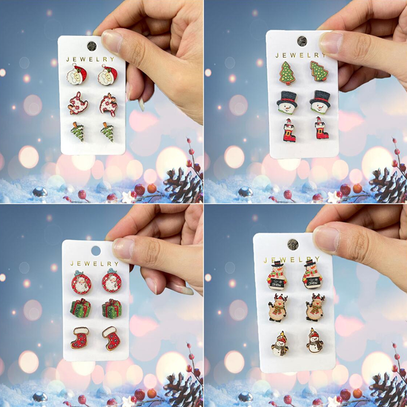 3 คู่ / เซต ต่างหูไม้ ต้นคริสต์มาส สโนว์แมน กวาง ซานตาคลอส ต่างหูไม้ สําหรับผู้หญิง แฟชั่น เครื่องประดับ ของขวัญ น่ารัก