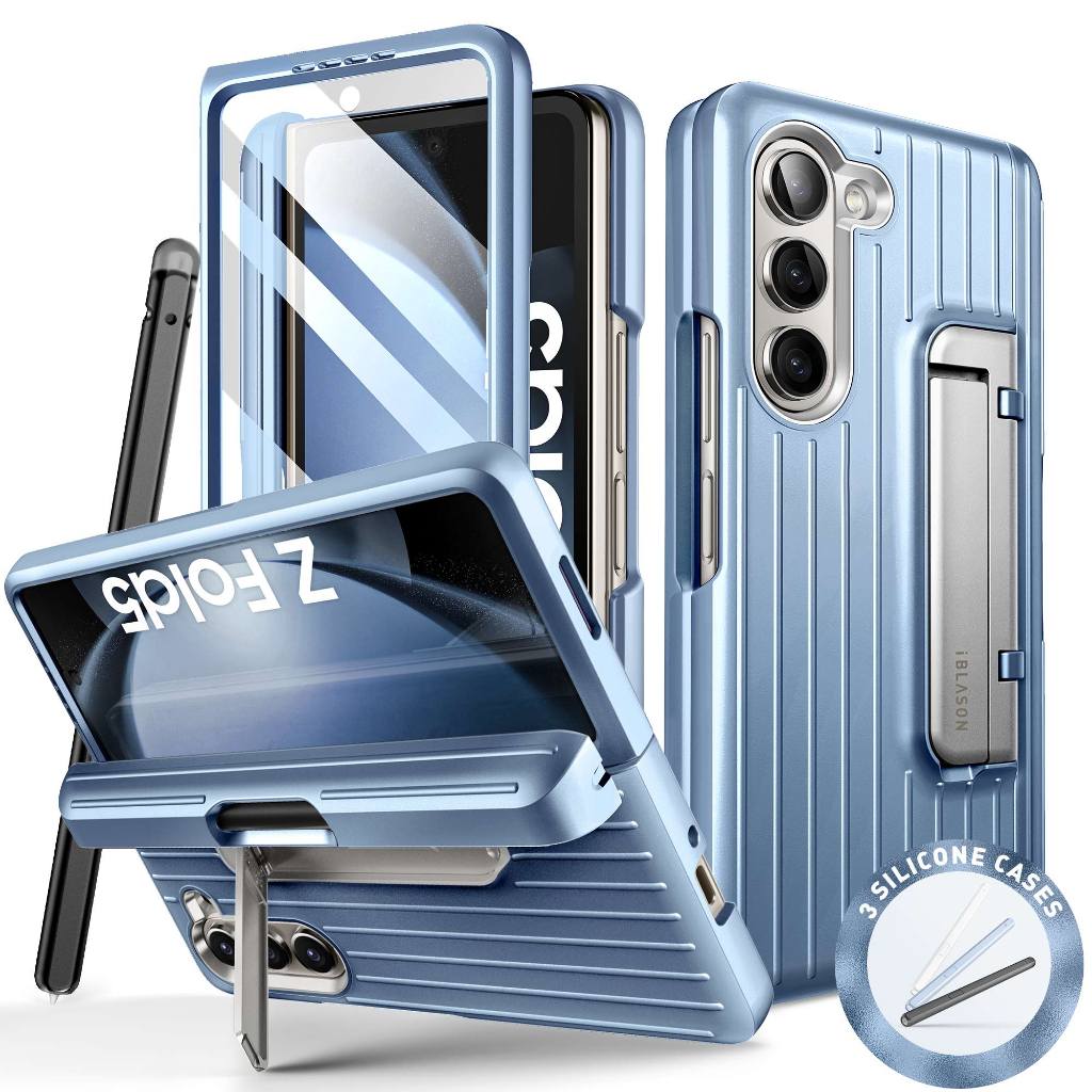 I-blason Journey Series เคสซิลิโคน พร้อมขาตั้ง ป้องกันหน้าจอ 3 ชิ้น สําหรับ Samsung Galaxy Z Fold 5 2023