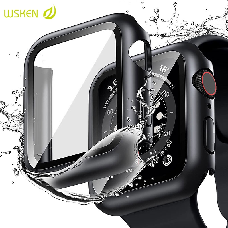 Wsken ใหม่ เคสกระจกกันรอยหน้าจอ HD แบบบางพิเศษ 49 มม. 45 มม. 44 มม. 42 มม. 41 มม. 40 มม. 38 มม. สําหรับ Apple Watch Series 1 2 3 4 5 6 7 8 SE SE2 Ultra 2 แพ็ก