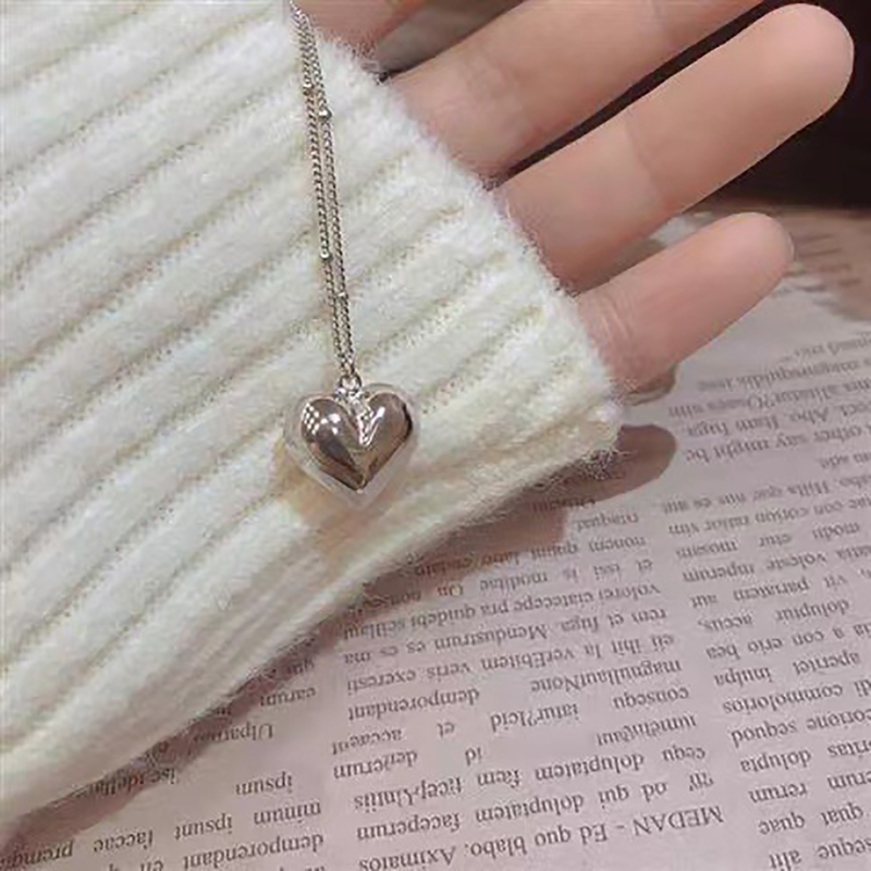 สร้อยคอโซ่ จี้รูปหัวใจบูม สามารถปรับได้ เครื่องประดับ สไตล์เกาหลี สําหรับผู้หญิง และนักเรียน