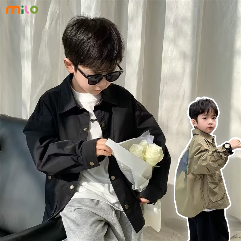 Milo เสื้อแจ็กเก็ต แขนยาว แบบบาง สไตล์ทํางาน แฟชั่นฤดูใบไม้ร่วง สําหรับเด็กผู้ชาย