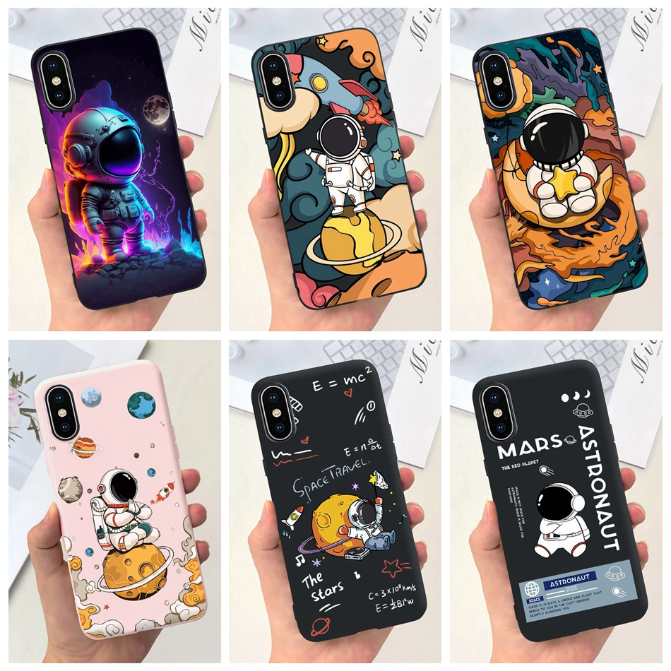 สําหรับ iPhone XS Max iPhoneX X S XR iPhoneXS น่ารัก นักบินอวกาศ การ์ตูน ซิลิโคนนุ่ม TPU เคสเจลลี่