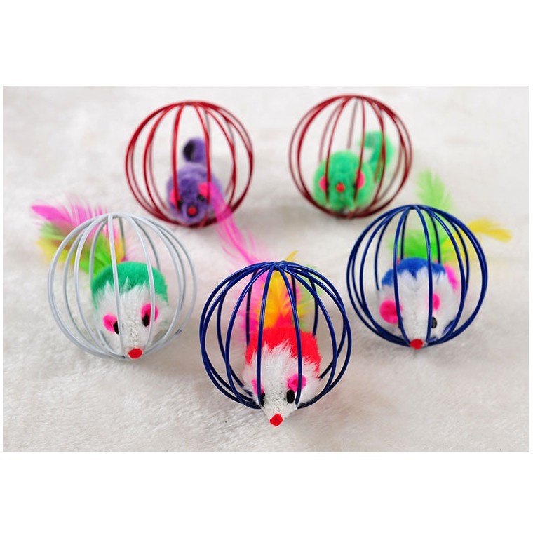 พร้อมส่ง ของเล่นลูกบอลกระดิ่งขนนก ขนาดเล็ก หลากสีสัน สําหรับแมว #A036