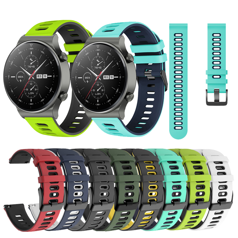 สายนาฬิกาข้อมือซิลิโคน 20 มม. 22 มม. สองสี สําหรับ Huawei Watch GT 4 3 2 GT2 GT3 PRO GT2E
