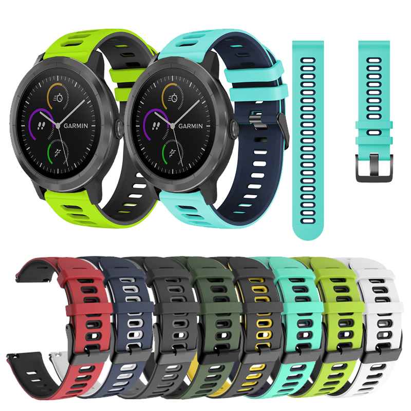 สายนาฬิกาข้อมือซิลิโคน 20 มม. 22 มม. สองสี สําหรับ Garmin venu 2 45 มม. Vivoactive 3 4 255 245 645