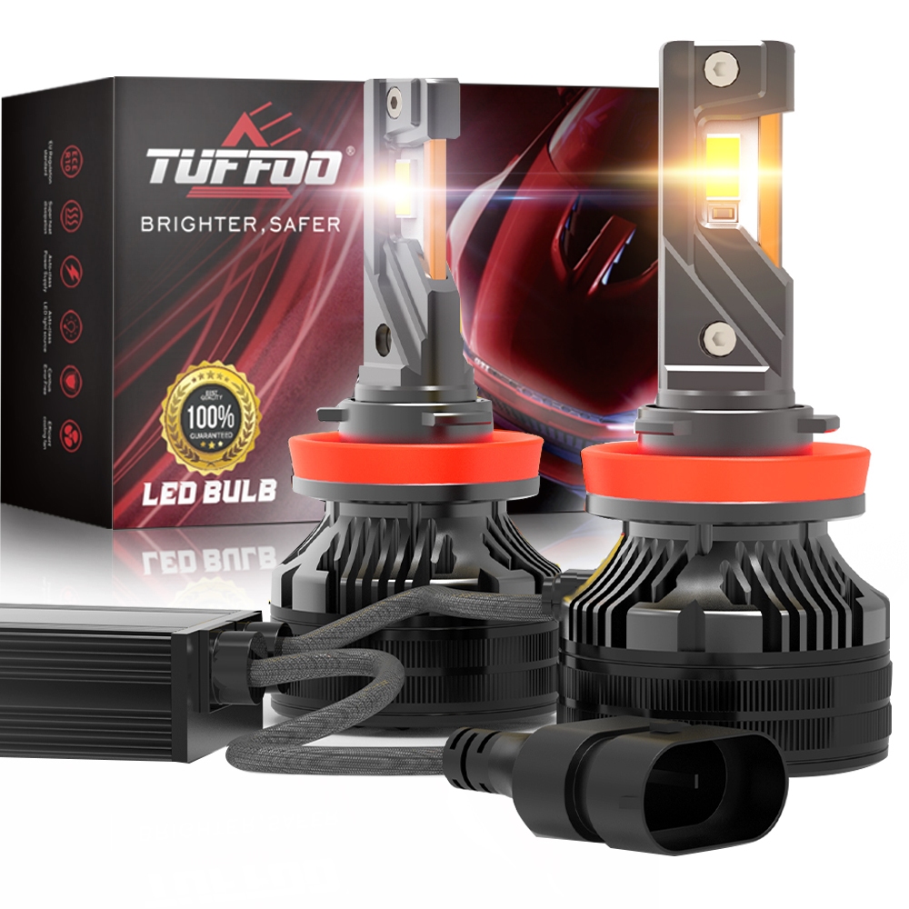 TUFFOO 1 คู่รถ LED ไฟหน้าหลอดไฟ 150W H7 H4 H11 H1 HB3 9005 HB4 9006 6000K สีขาว 4300K สีเหลือง Warm White