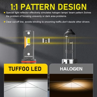 TUFFOO 1 คู่รถ LED ไฟหน้าหลอดไฟ 150W H7 H4 H11 H1 HB3 9005 HB4 9006 6000K สีขาว 4300K สีเหลือง Warm White