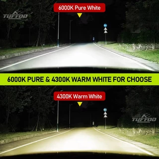 TUFFOO 1 คู่รถ LED ไฟหน้าหลอดไฟ 150W H7 H4 H11 H1 HB3 9005 HB4 9006 6000K สีขาว 4300K สีเหลือง Warm White