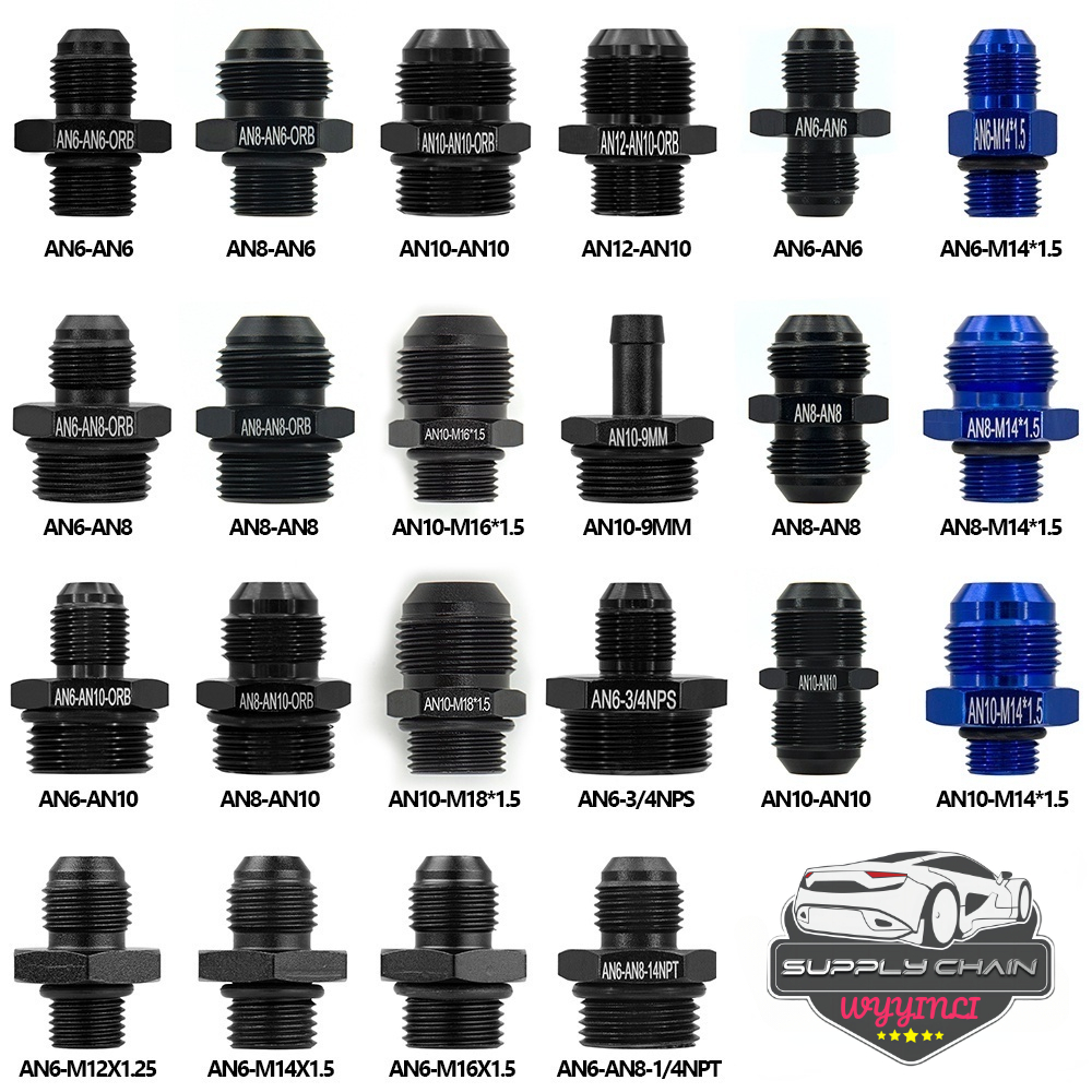 อะแดปเตอร์ข้อต่อท่อน้ํามันเชื้อเพลิง AN6 AN8 AN10 AN12 To AN To M16 M18x1.5