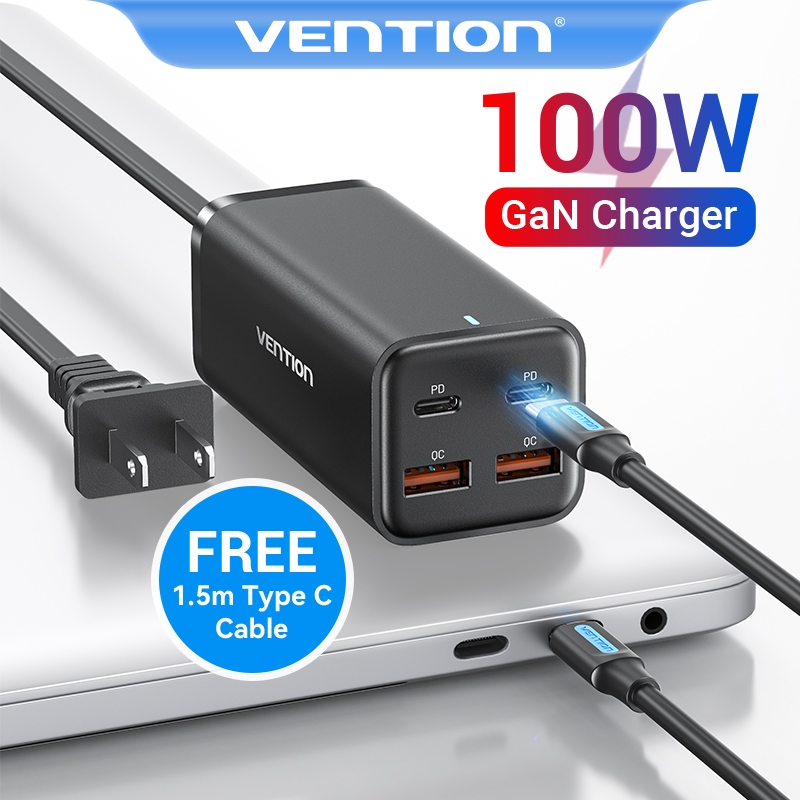 Vention อะแดปเตอร์ชาร์จเร็ว 100w QC 3.0 PD 3.0 Type C สําหรับ Iphone Ipad Tablet OPPO VIVO แล็ปท็อป