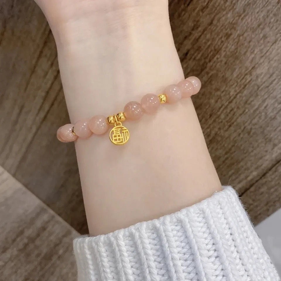 สร้อยข้อมือ กําไลข้อมือ หินหยกเทียม นําโชค สีทอง ใบถั่วลิสง สีเขียว สไตล์วินเทจ หรูหรา สองชั้น เครื่องประดับ สําหรับผู้หญิง