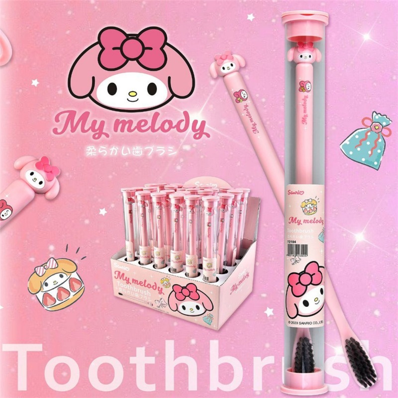 Kuromi Melody Cinnamon Dog Kitty แปรงสีฟัน ขนแปรงนุ่ม แปรงสีฟันซานริโอ้ ผู้ใหญ่ เส้นใยถ่านไม้ไผ่ อุปกรณ์อาบน้ํา แปรงทําความสะอาด เดินทาง แบบพกพา สําหรับเด็ก ผู้ใหญ่