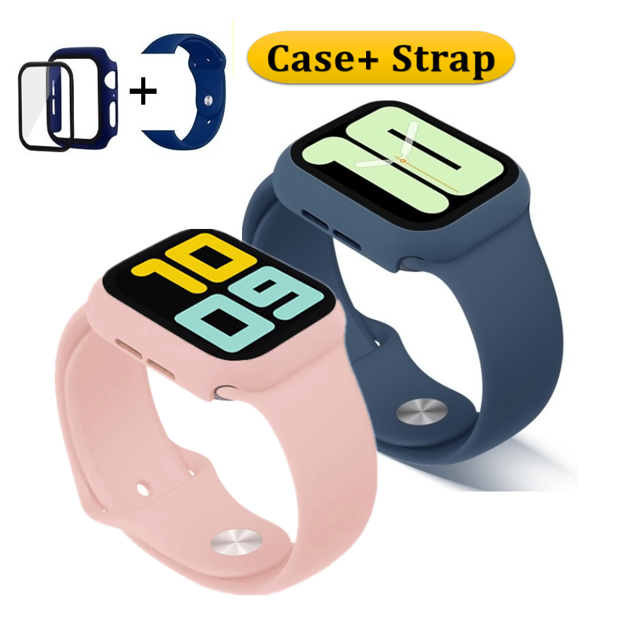 Same Color Silicone Watch Strap + i Watch Case For Series11 10 9 8 7 6 5 4 3 2 1,se,se2,ultra,ultra 