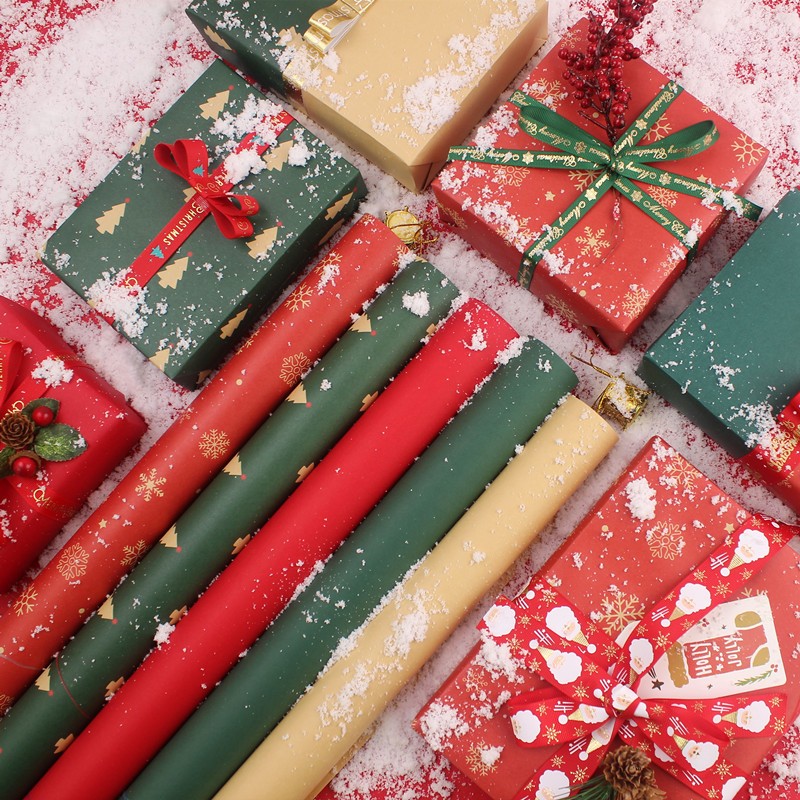 [Christmas Products]Christmas Diy Wrapping Paper Set Christmas Kraft paper Holiday Decoration
