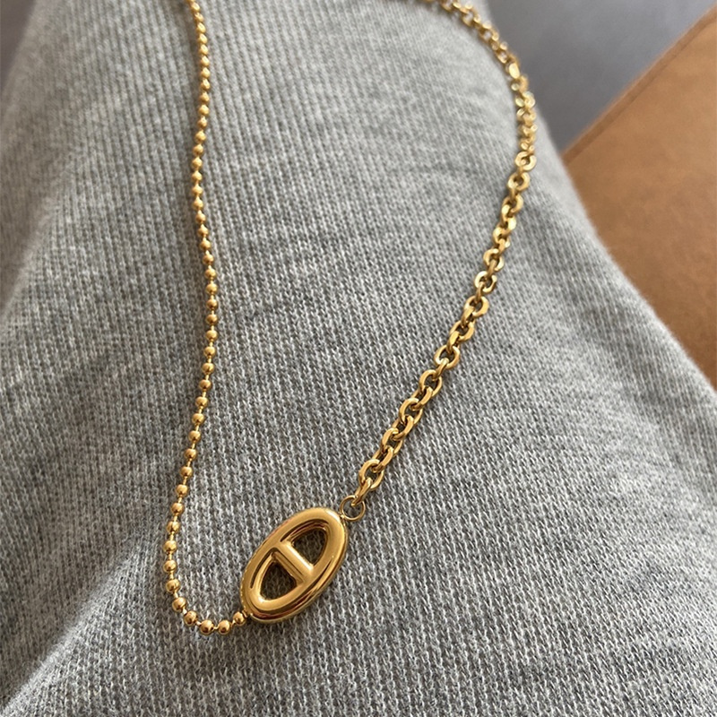 จากไทย 1วันถึง💕สร้อยคอโซ่เหล็กไทเทเนียม จี้รูปหมูจมูกหมู | ไม่จางง่าย สไตล์ฝรั่งเศสเรโทร แนวสตรีท | สำหรับสุภาพสตรี