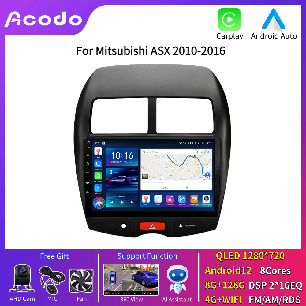 Acodo เครื่องเล่นมัลติมีเดีย 2G Ram 32G Rom Android 12.0 หน้าจอสัมผัส 10 นิ้ว สําหรับ Mitsubishi Powerful ASX 2013-2015 Navigation GPS 2 din 4+64G