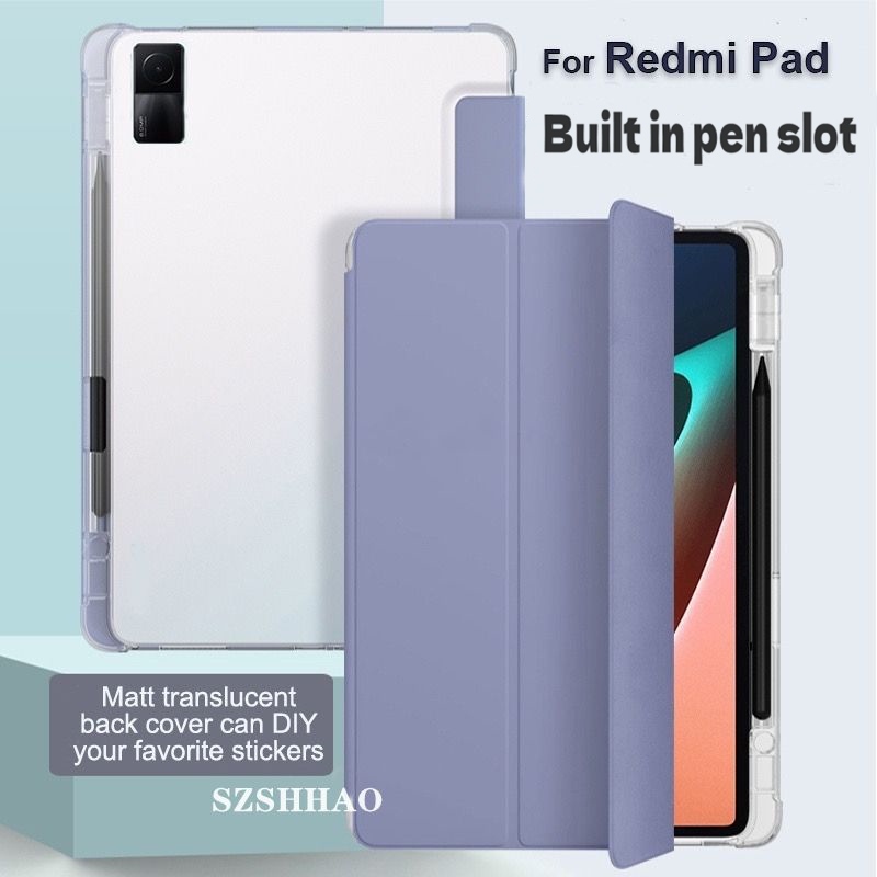 เคสสําหรับ Xiaomi Redmi Pad SE 11นิ้ว กรณี redmi pad 10.6 นิ้ว แท็บเล็ตปลอกมีช่องใส่ปากกา โปร่งใสซิลิโคนนุ่มกันกระแทก สมาร์ทฝาครอบ