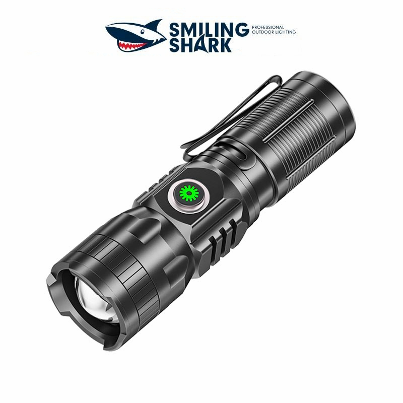 Smiling Shark SD5208 ไฟฉาย มินิ M77 ซุปเปอร์ไบรท์ คบเพลิง ไฟฉายพกพา LED แบบพกพา เล็ก คบเพลิง Type-C ชาร์จใหม่ได้ กันน้ำ กลางแจ้ง ซูมได้ การเดินป่า หอพักบ้าน การทำงาน