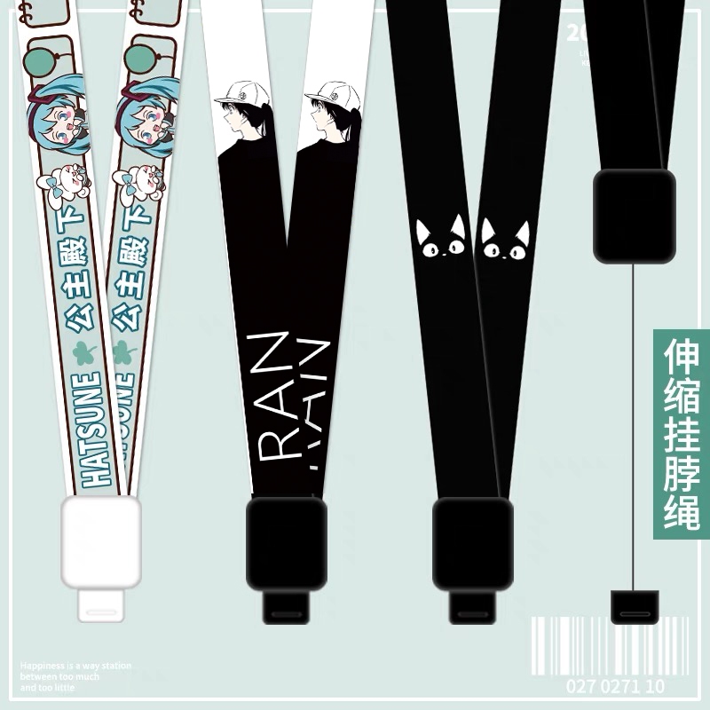 Ins สายคล้องบัตรประจําตัวประชาชน ลายการ์ตูน สีดํา ดึงง่าย หัวเข็มขัด ยืดหยุ่น ยืดหดได้ เชือกคล้องคอ เชือกทํางาน สายคล้องโทรศัพท์มือถือ สายคล้องข้อมือสั้น ดิสก์ U ป้องกันการสูญหาย เพนด้า
