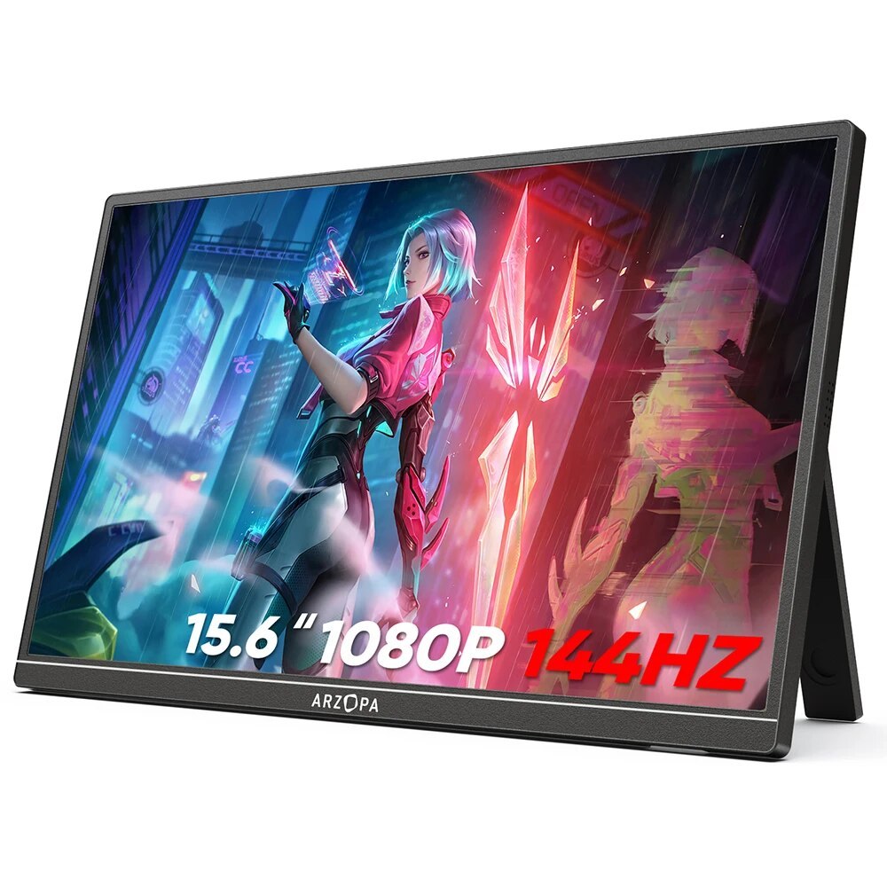 Arzopa มอนิเตอร์เกมมิ่ง HDR 15.6 นิ้ว 144Hz 1080P FHD แบบพกพา สําหรับ Switch Xbox PS5 แล็ปท็อป PC Mac Raspberry