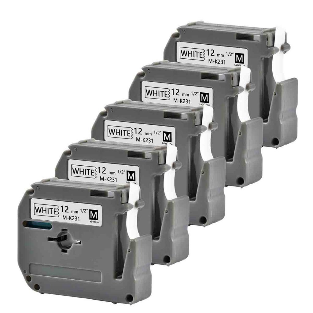 5 แพ็คใช้งานร่วมกับ Brother P-Touch M-K231 M-231 M-K231S M231 MK-231 เทปฉลากสําหรับ Brother Ptouch P
