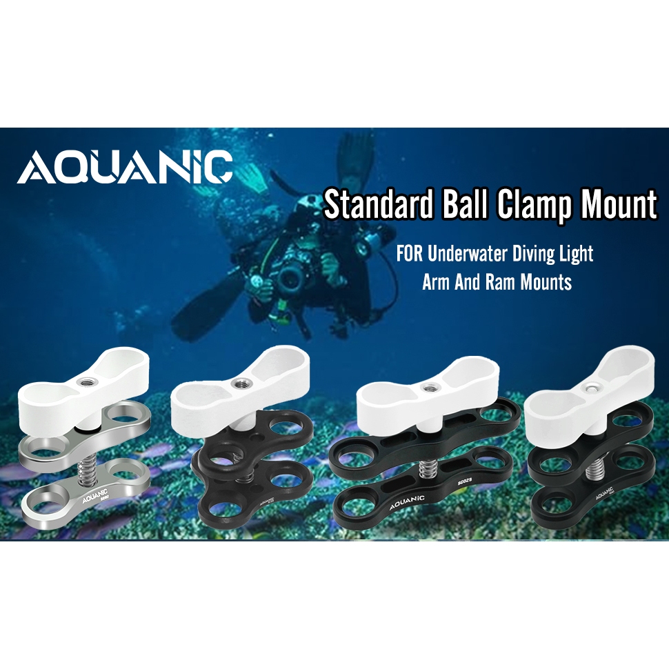 Nitescuba ดําน้ํา 2 หลุมคลิปหมุน Gopro Ball Mount ผู้ถือผีเสื้อ Clamp ไฟแฟลชวงเล็บอะแดปเตอร์ใต้น้ําโพธิ์