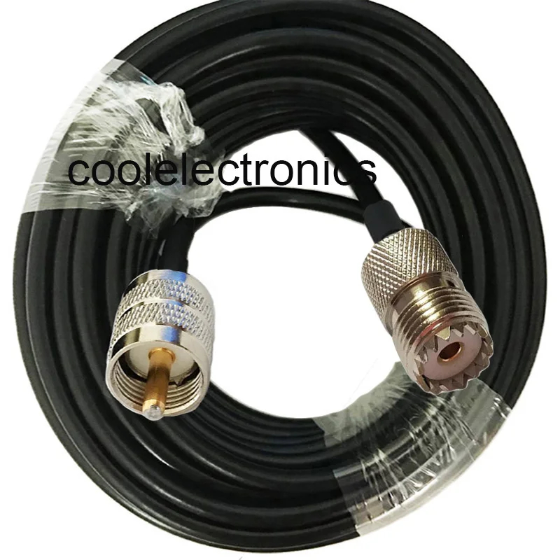 Rg58 UHF PL259 ตัวผู้ เป็น UHF SO239 สายเคเบิลเชื่อมต่อโคแอ็กซ์ ตัวเมีย 5 10 15 20 25 30 ม.