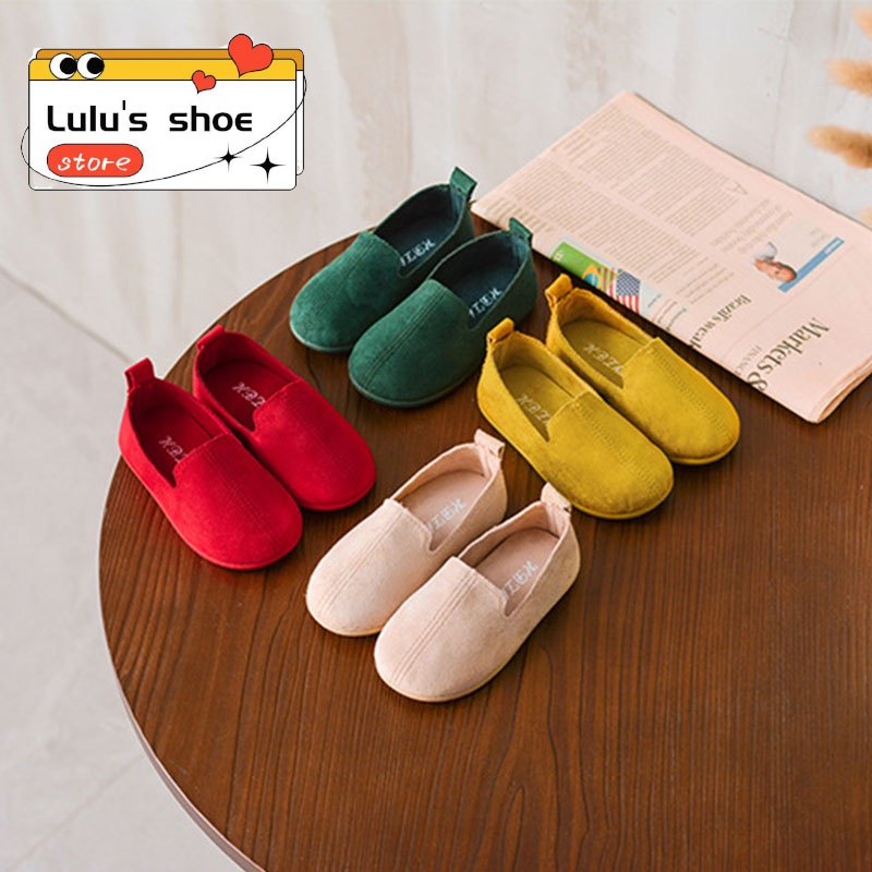 รองเท้าลําลอง พื้นนิ่ม ส้นแบน สีพื้น สไตล์เกาหลี สําหรับทุกเพศ 5-14 ปี 2023