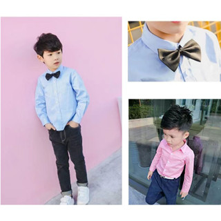 เชิ๊ตเด็กใน   [แถมโบว์หูกระต่าย ฟรี!] สีฟ้าและสีชมพู