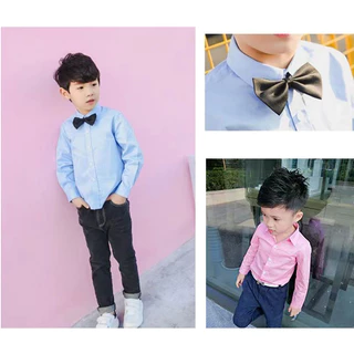 เชิ๊ตเด็กใน [แถมโบว์หูกระต่าย ฟรี!] สีฟ้าและสีชมพู
