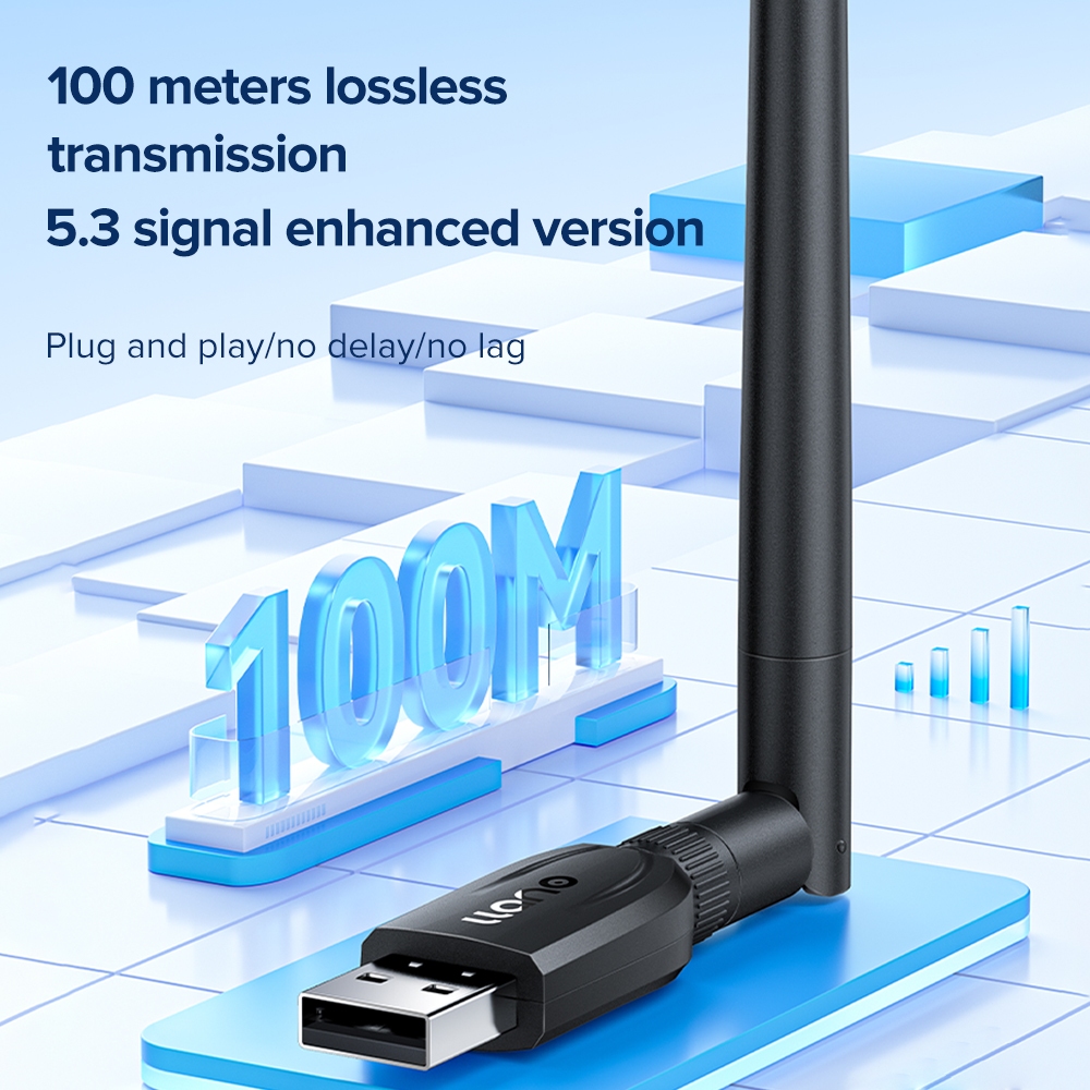 Llano อะแดปเตอร์รับส่งสัญญาณบลูทูธไร้สาย USB 5.3 100 ม. สําหรับเมาส์ คีย์บอร์ด หูฟัง รองรับ Win11 10 8 7