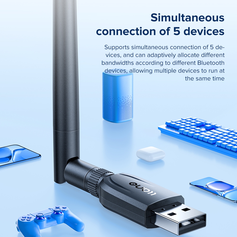 Llano อะแดปเตอร์รับส่งสัญญาณบลูทูธไร้สาย USB 5.3 100 ม. สําหรับเมาส์ คีย์บอร์ด หูฟัง รองรับ Win11 10 8 7