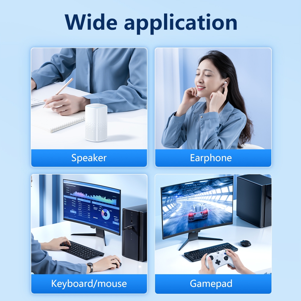 Llano อะแดปเตอร์รับส่งสัญญาณบลูทูธไร้สาย USB 5.3 100 ม. สําหรับเมาส์ คีย์บอร์ด หูฟัง รองรับ Win11 10 8 7