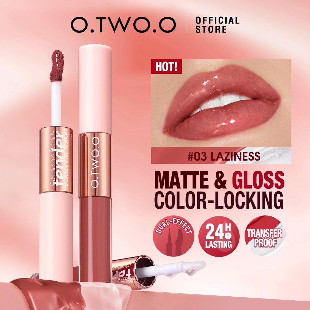 O.two.o ลิปสติก ลิปกลอส เนื้อแมตต์ แวววาว ติดทนนาน 18 กรัม 24 ชิ้น