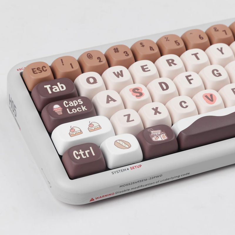 Keycap เฉพาะChocolate coffee Keycap 136 คีย์ MOA โปรไฟล์ PBT ระเหิดสําหรับ Cherry MX Switch คีย์บอร์
