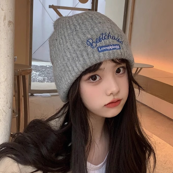 หมวกถัก ปักลาย สไตล์เกาหลี แฟชั่นฤดูใบไม้ร่วง และฤดูหนาว สําหรับผู้หญิง และนักเรียน